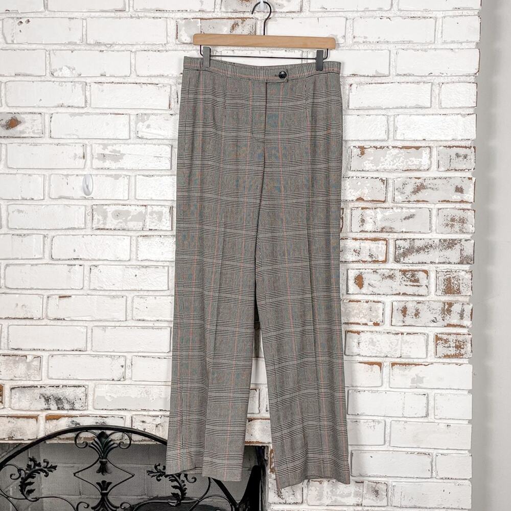 Vintage 90s Red & Black Plaid Dark Academia High Rise Wide Leg Trouser Plant 10
